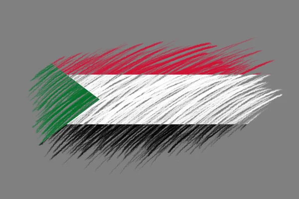 Klasik Fırça Arka Planında Sudan Bayrağı — Stok fotoğraf