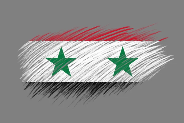 Флаг Сирии Фоне Кисти Винтажного Стиля — стоковое фото