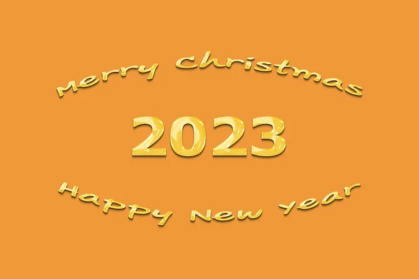 3D图解新年概念2023设计与文字凝胶设计在玛丽戈德的色彩背景 — 图库照片