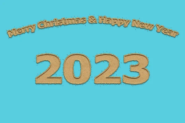 Ilustrace Nový Rok Koncept 2023 Design Textovým Pískem Design Modrém — Stock fotografie