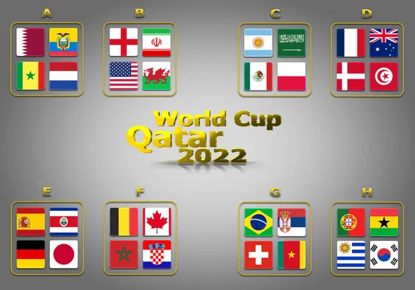 Illustration Groups World Cup Qatar 2022 Championship All Qualifying Countries — стокове фото