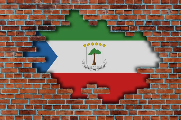 Flag Equatorial Guinea Broken Old Stone Wall Background — Stock Photo, Image