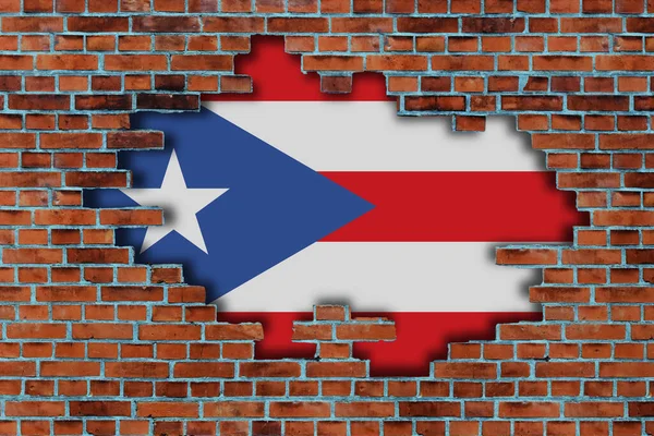 Flag Puerto Rico Broken Old Stone Wall Background — Stock Photo, Image