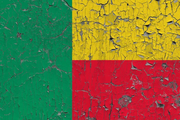 Bandera Benin Sobre Viejo Fondo Pared Piedra — Foto de Stock