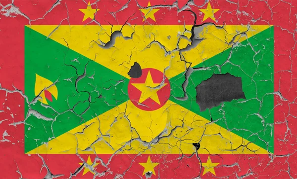 Bandiera Grenada Vecchio Sfondo Muro Pietra — Foto Stock