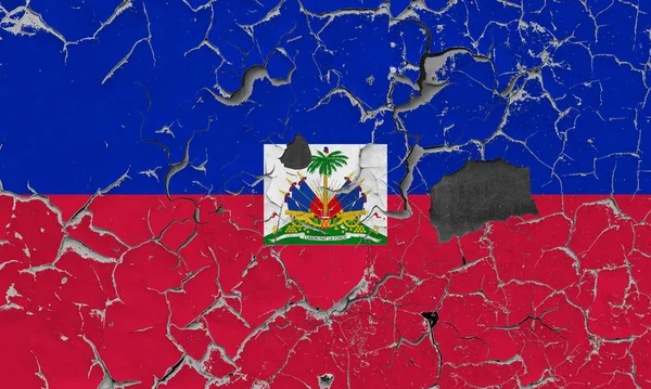 Vlag Van Haïti Een Oude Stenen Muur Achtergrond — Stockfoto