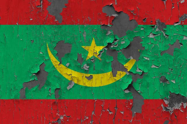 Σημαία Της Μαυριτανίας Ένα Παλιό Πέτρινο Τοίχο Φόντο — Φωτογραφία Αρχείου