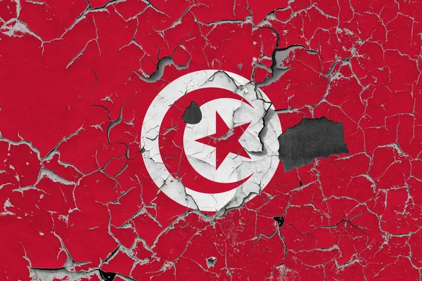 Flagga Tunisien Gammal Stenmur Bakgrund — Stockfoto