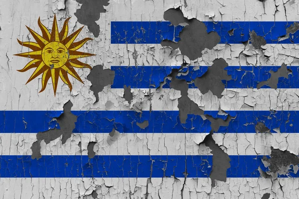 Vlajka Uruguaye Starém Kamenném Pozadí — Stock fotografie