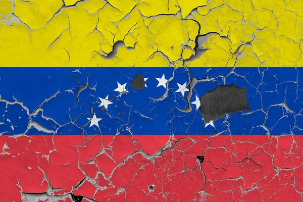 Flagga Venezuela Gammal Stenmur Bakgrund — Stockfoto