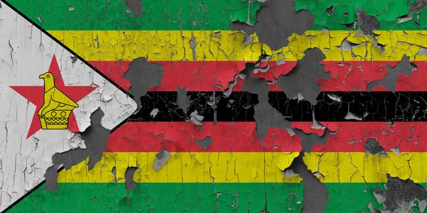 Bandeira Zimbábue Antigo Fundo Parede Pedra — Fotografia de Stock