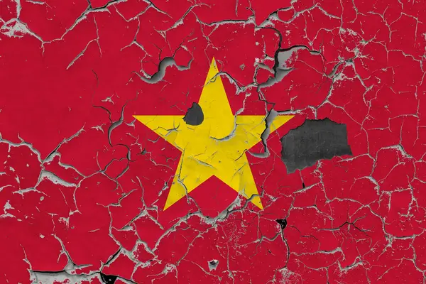 Bandiera Del Vietnam Vecchio Sfondo Muro Pietra — Foto Stock