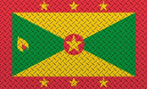 Flag Grenada Metal Wall Background — Zdjęcie stockowe