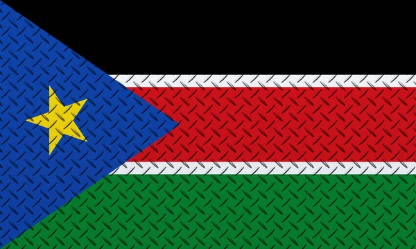 Flag South Sudan Metal Wall Background — Fotografia de Stock