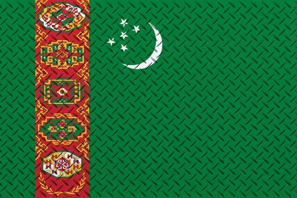 Metal Duvar Zemininde Boyutlu Türkmenistan Bayrağı — Stok fotoğraf