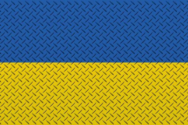 Metal Duvar Arka Planında Ukrayna Bayrağı — Stok fotoğraf