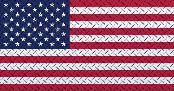 Bendera Amerika Serikat Pada Latar Belakang Dinding Logam — Stok Foto