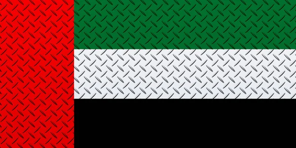金属墙背景上的阿拉伯联合酋长国3D国旗 — 图库照片