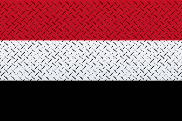Flagga Jemen Metallvägg Bakgrund — Stockfoto