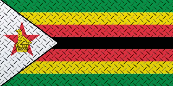 Flag Zimbabwe Metal Wall Background — Stock Photo, Image