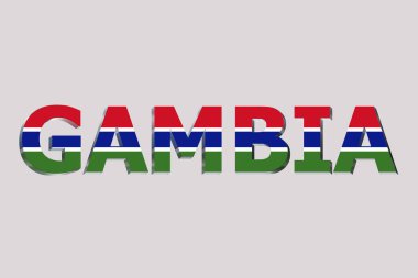 Metin arkaplanda 3D Gambiya Bayrağı.