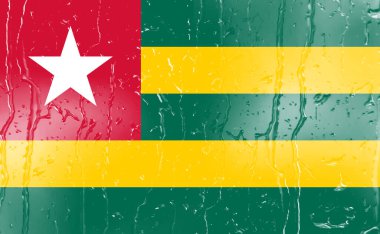 3 Boyutlu Togo Bayrağı su damlası arkaplanlı bir bardakta.