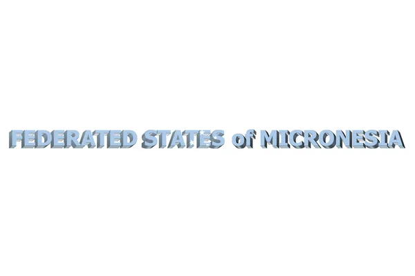 Mikronezya Birleşik Devletleri Nin Bayrağı Metin Arka Planda — Stok fotoğraf