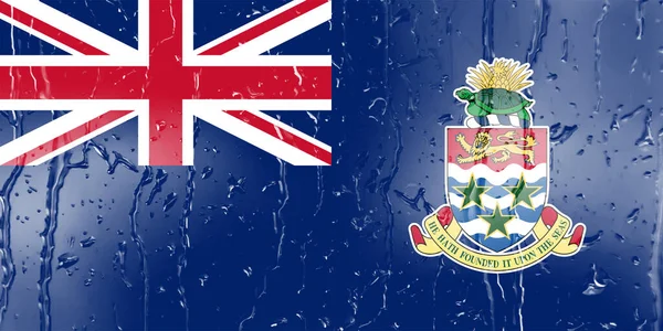 Прапор Кайманових Островів Склі Краплею Води — стокове фото