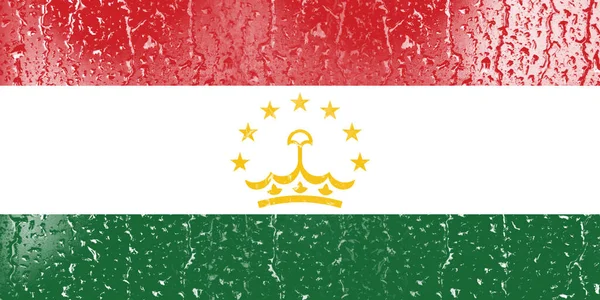 Flagga Tadzjikistan Ett Glas Med Vatten Droppe Bakgrund — Stockfoto