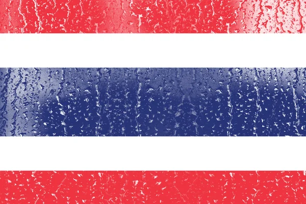 Σημαία Της Ταϊλάνδης Ένα Ποτήρι Φόντο Σταγόνα Νερό — Φωτογραφία Αρχείου