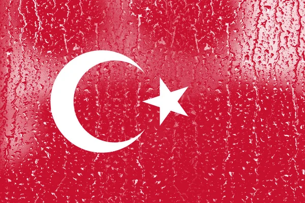 Bandera Turkiye Sobre Vaso Con Fondo Gota Agua — Foto de Stock