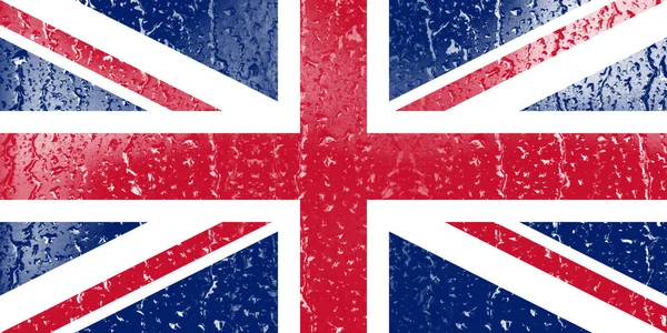 Σημαία Του Ηνωμένου Βασιλείου Ένα Ποτήρι Φόντο Σταγόνα Νερό — Φωτογραφία Αρχείου