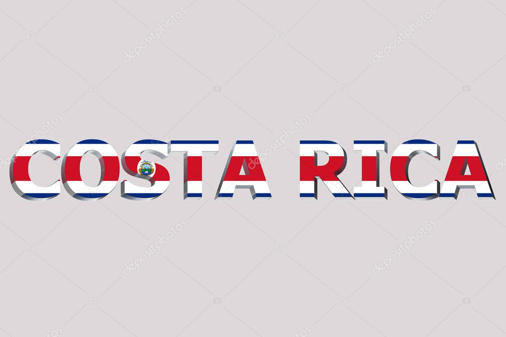 3D Flag of Costa Rica on a text background.