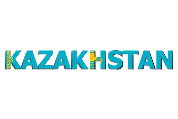 Флаг Казахстана Текстовом Фоне — стоковое фото