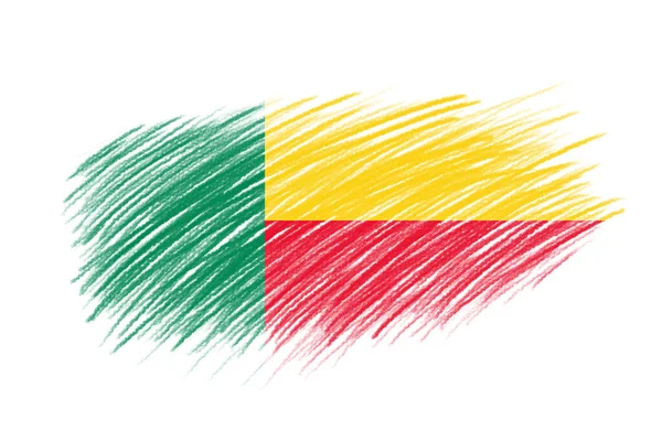 Флаг Бенина Фоне Кисти Винтажного Стиля — стоковое фото
