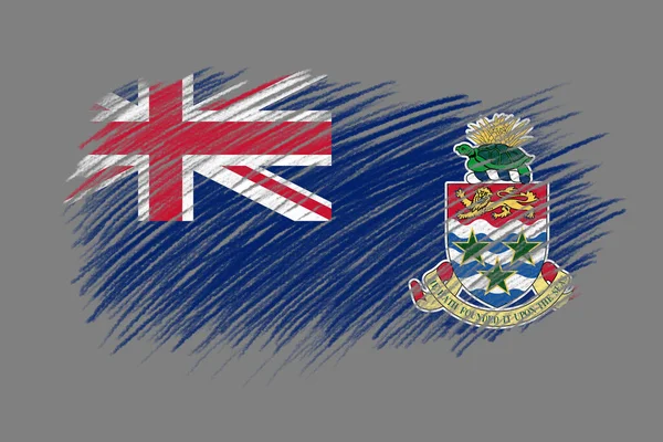 老式画笔背景上的开曼群岛3D国旗 — 图库照片