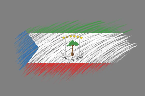 Flagge Von Äquatorialguinea Auf Pinsel Hintergrund Vintage Stil — Stockfoto
