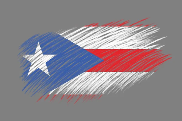 Porto Riko Nun Boyutlu Bayrağı Eski Tarz Fırça Arka Planında — Stok fotoğraf