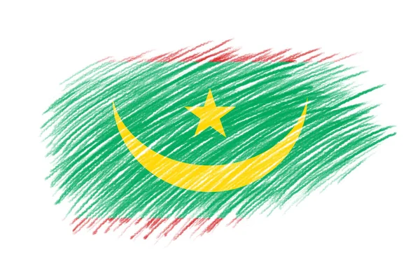 Флаг Мавритании Фоне Кисти Винтажного Стиля — стоковое фото