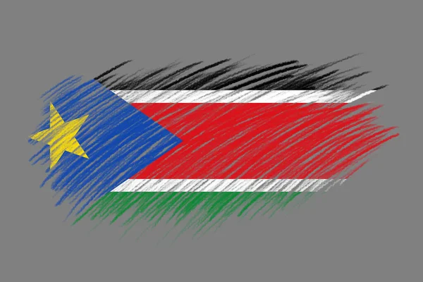 老式画笔背景上的南苏丹3D国旗 — 图库照片
