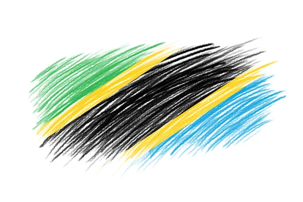 Bandeira Tanzânia Estilo Vintage Escova Fundo — Fotografia de Stock