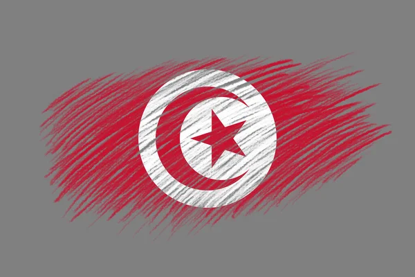 Eski Tarz Fırça Arka Planında Tunus Bayrağı — Stok fotoğraf