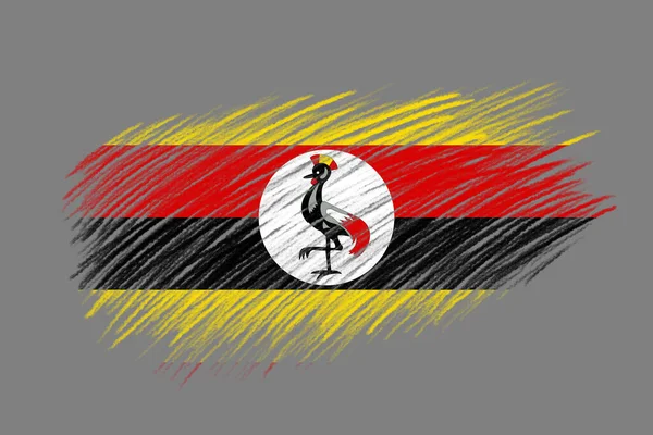 Flagga Uganda Vintage Stil Borste Bakgrund — Stockfoto