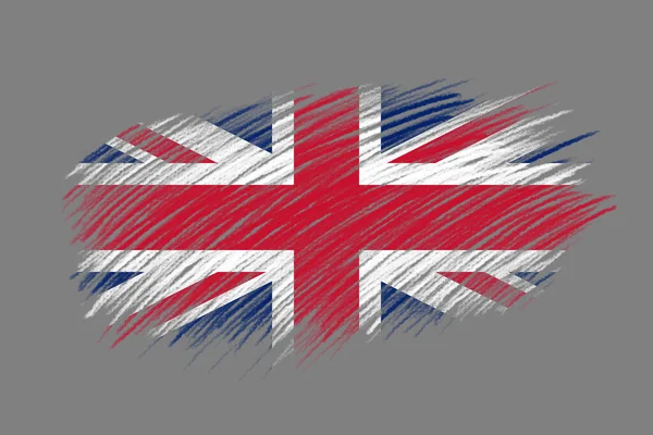 复古风格笔刷背景上的英国3D国旗 — 图库照片