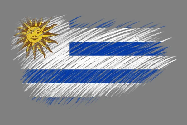 Flag Uruguay Pozadí Vintage Stylu Štětce — Stock fotografie