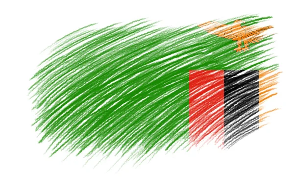Flag Zambia Vintage Style Brush Background — Stock Photo, Image