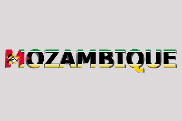 Bandeira Moçambique Sobre Fundo Texto — Fotografia de Stock