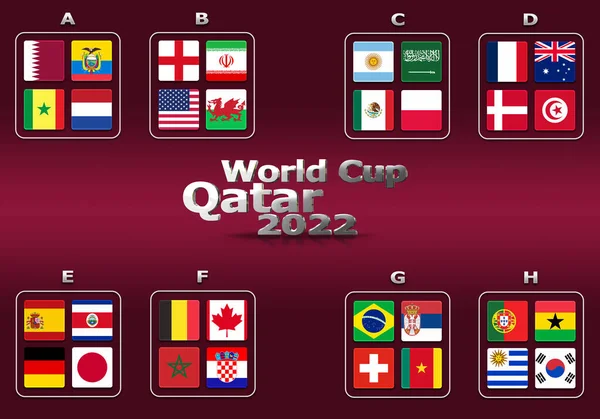 Illustration Groups World Cup Qatar 2022 Championship All Qualifying Countries — 스톡 사진