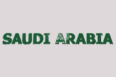 Metin arkaplanda Suudi Arabistan 'ın 3D Bayrağı.