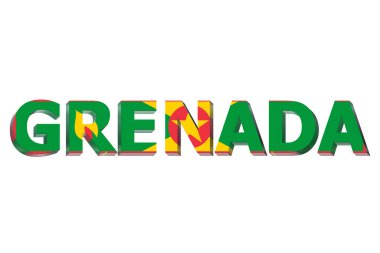 Metin arkaplanda Grenada 'nın 3B Bayrağı.